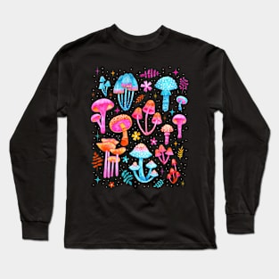 Trippy Watercolor Mushrooms Long Sleeve T-Shirt